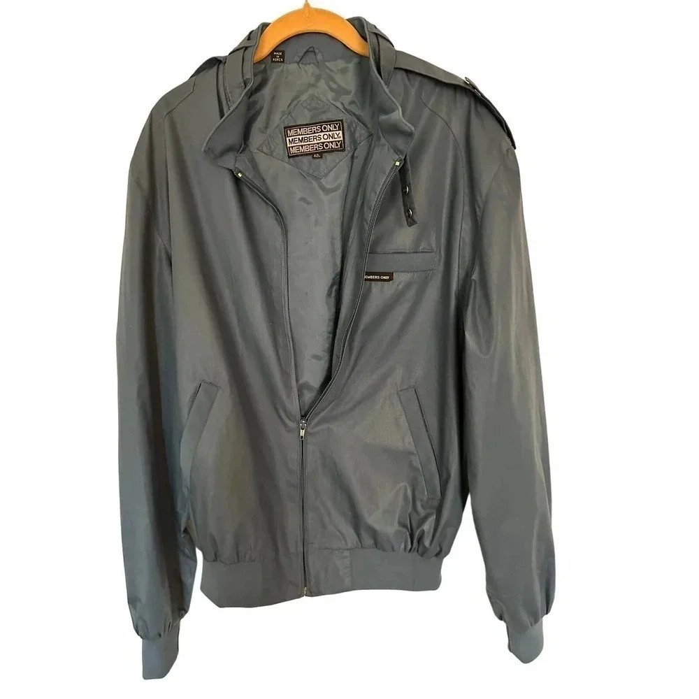 Vintage Members Only Men's Gray Cafe Racer Classic 1980s Y2k Jacket Size 42l